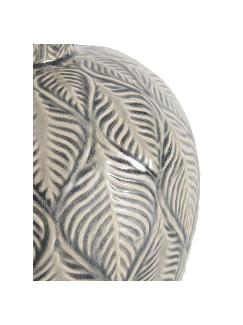 Große Keramik-Tischlampe Brooklyn, Lampenschirm: Textil, Lampenfuß: Keramik, Sockel: Kristallglas, Weiß, Grau, Ø 33 x H 53 cm