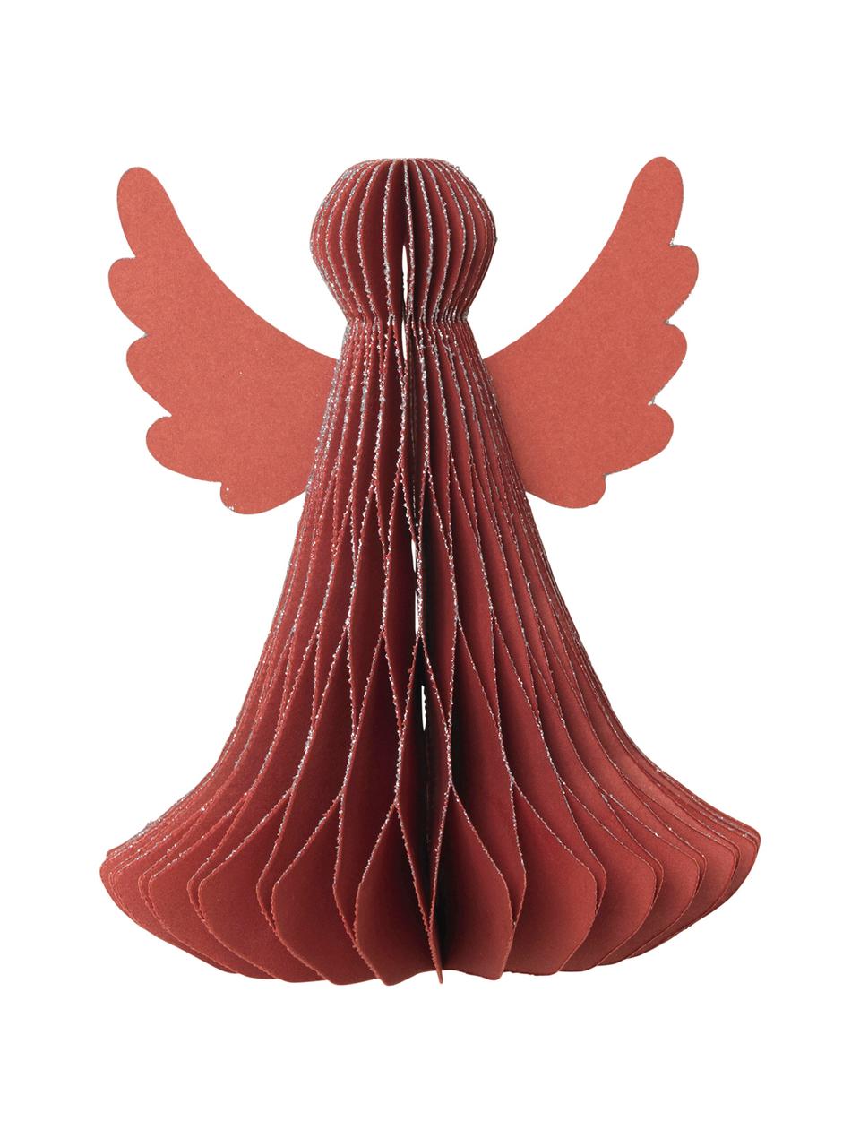 Decoratieve objecten Angel in rood, 2 stuks, Papier, Rood, Ø 10 x H 13 cm