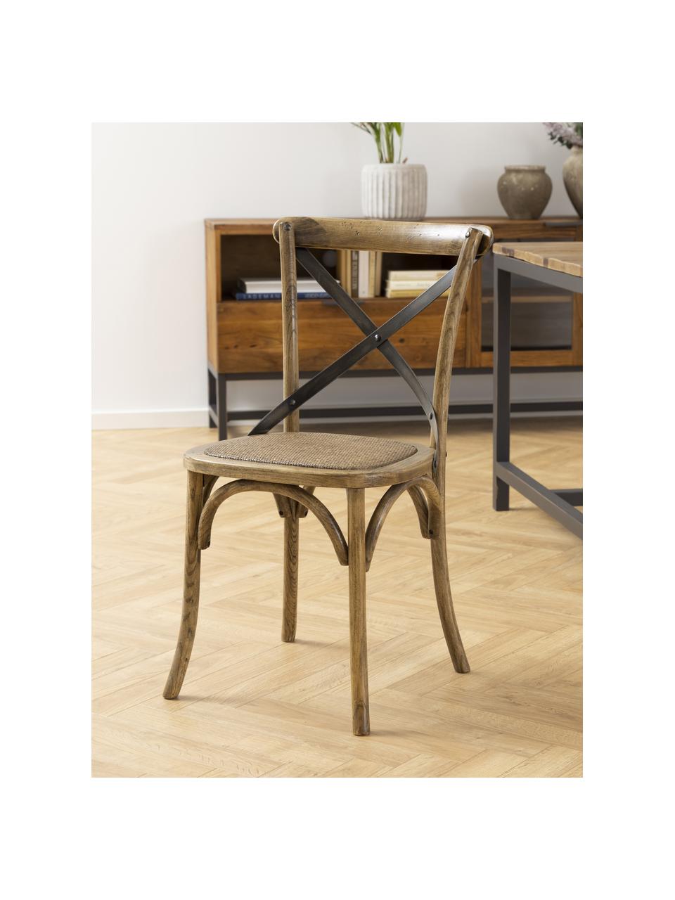 Krzesło z drewna z rattanowym siedziskiem Vintage, Stelaż: drewno brzozowe lakierowa, Drewno brzozowe lakierowane, S 49 x G 55 cm