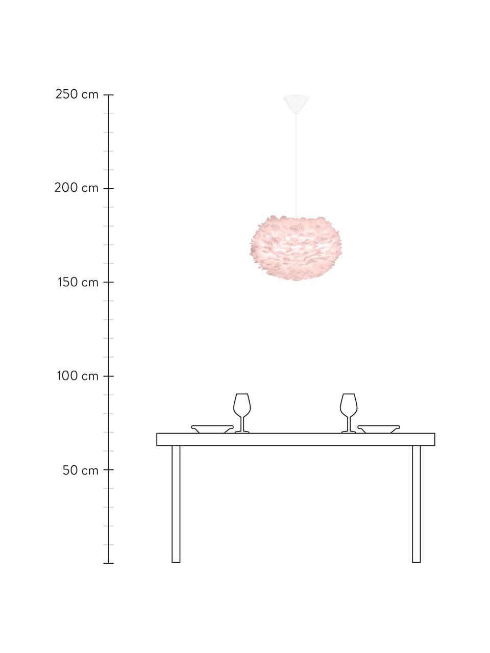 Hanglamp Eos van veren, Lampenkap: ganzenveren, RDS gecertif, Lichtroze, Ø 45 x H 30 cm
