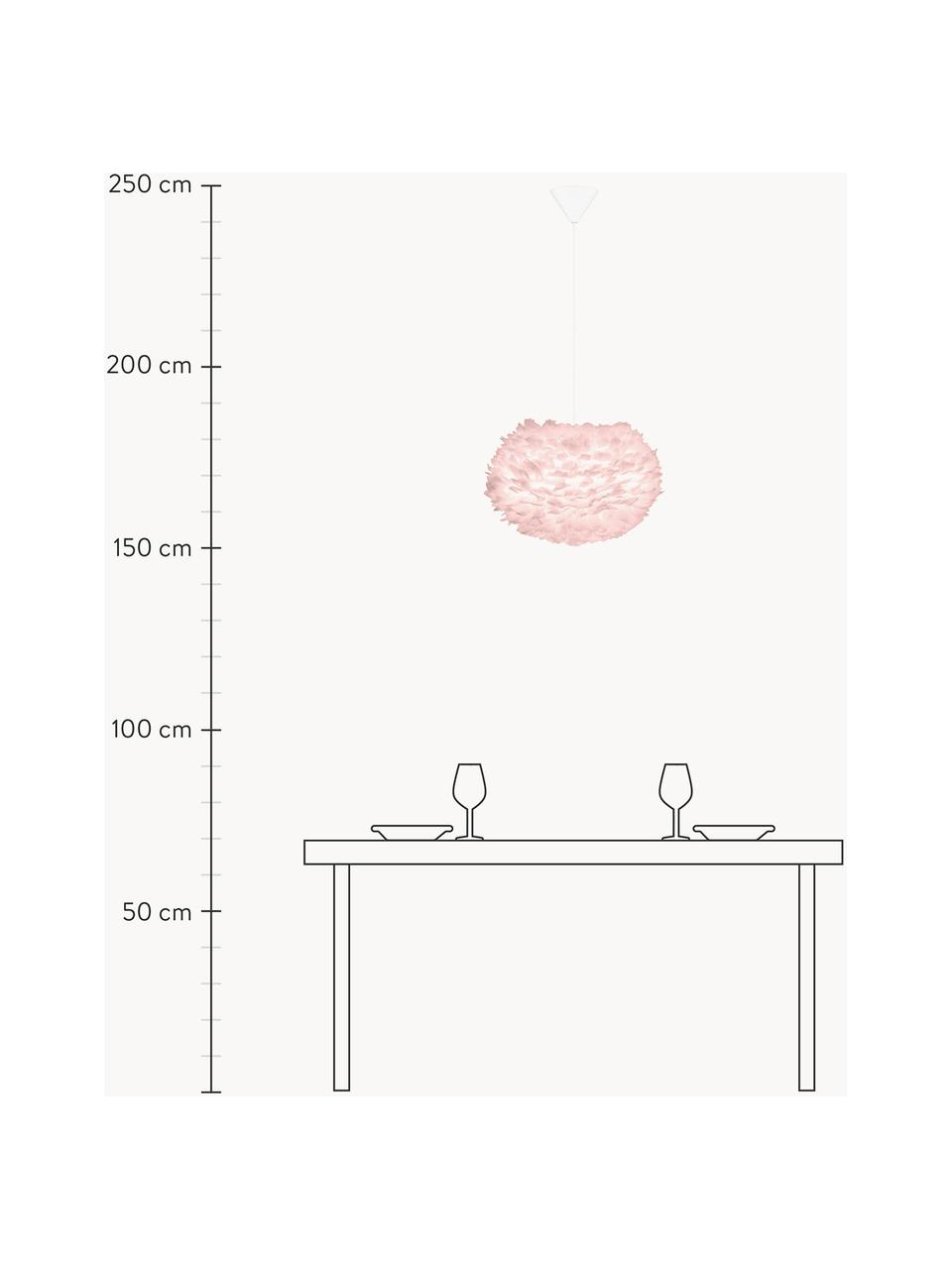 Pendelleuchte Eos aus Federn, Lampenschirm: Gänsefedern, RDS-zertifiz, Baldachin: Kunststoff, Hellrosa, Ø 45 x H 30 cm