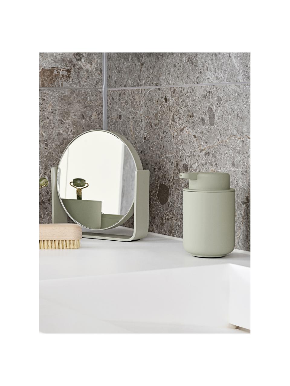 Miroir cosmétique rond avec effet grossissement Ume, Vert sauge, larg. 19 x haut. 20 cm