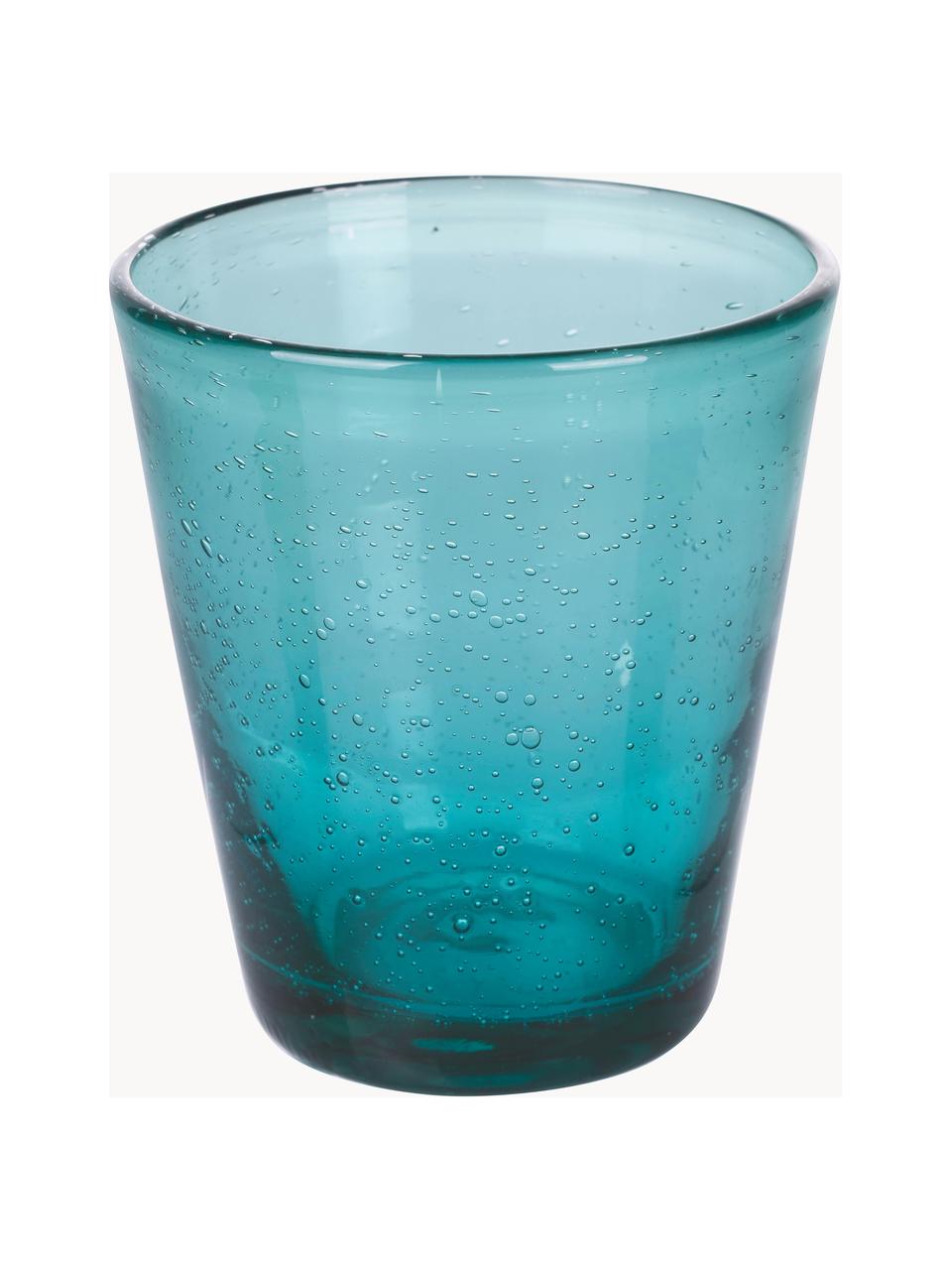 Mundgeblasene Wassergläser Cancun mit Luftbläschen, 6er-Set, Glas, mundgeblasen, Türkis- und Grüntöne, transparent, Ø 9 x H 10 cm, 330 ml