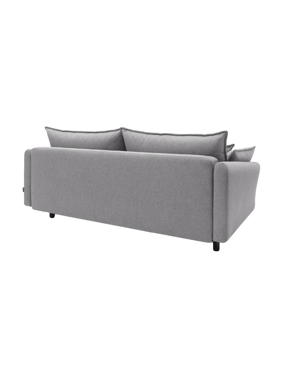 Divano letto 3 posti in tessuto grigio chiaro con contenitore Mia, Rivestimento: cachemire, Sottostruttura: legno, molle a zig zag, Piedini: legno di faggio, Tessuto grigio chiaro, Larg. 228 x Prof. 102 cm