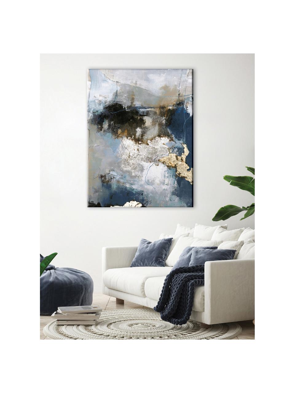 Bemalter Leinwanddruck Waterfall, Bild: Digitaldruck mit Ölfarben, Bunt, B 90 x H 120 cm