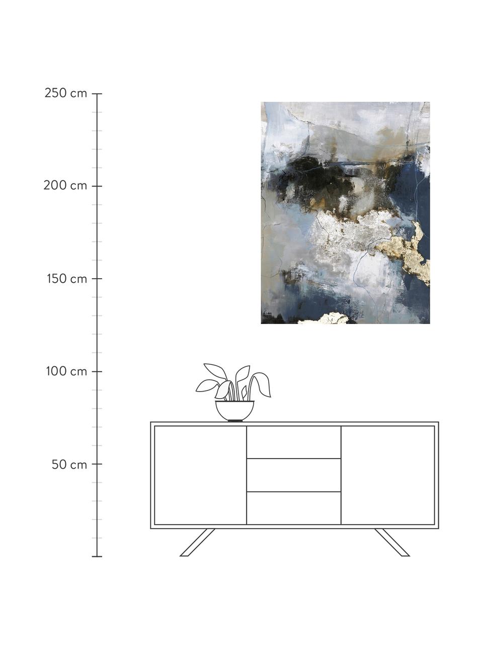 Bemalter Leinwanddruck Waterfall, Bild: Digitaldruck mit Ölfarben, Bunt, B 90 x H 120 cm