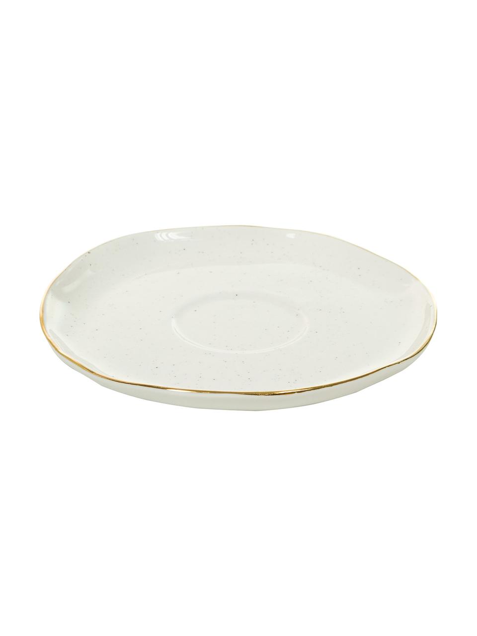 Juego tazas de café con platitos Bella, 2 uds., Porcelana, Blanco crema, Ø 10 x Al 6 cm