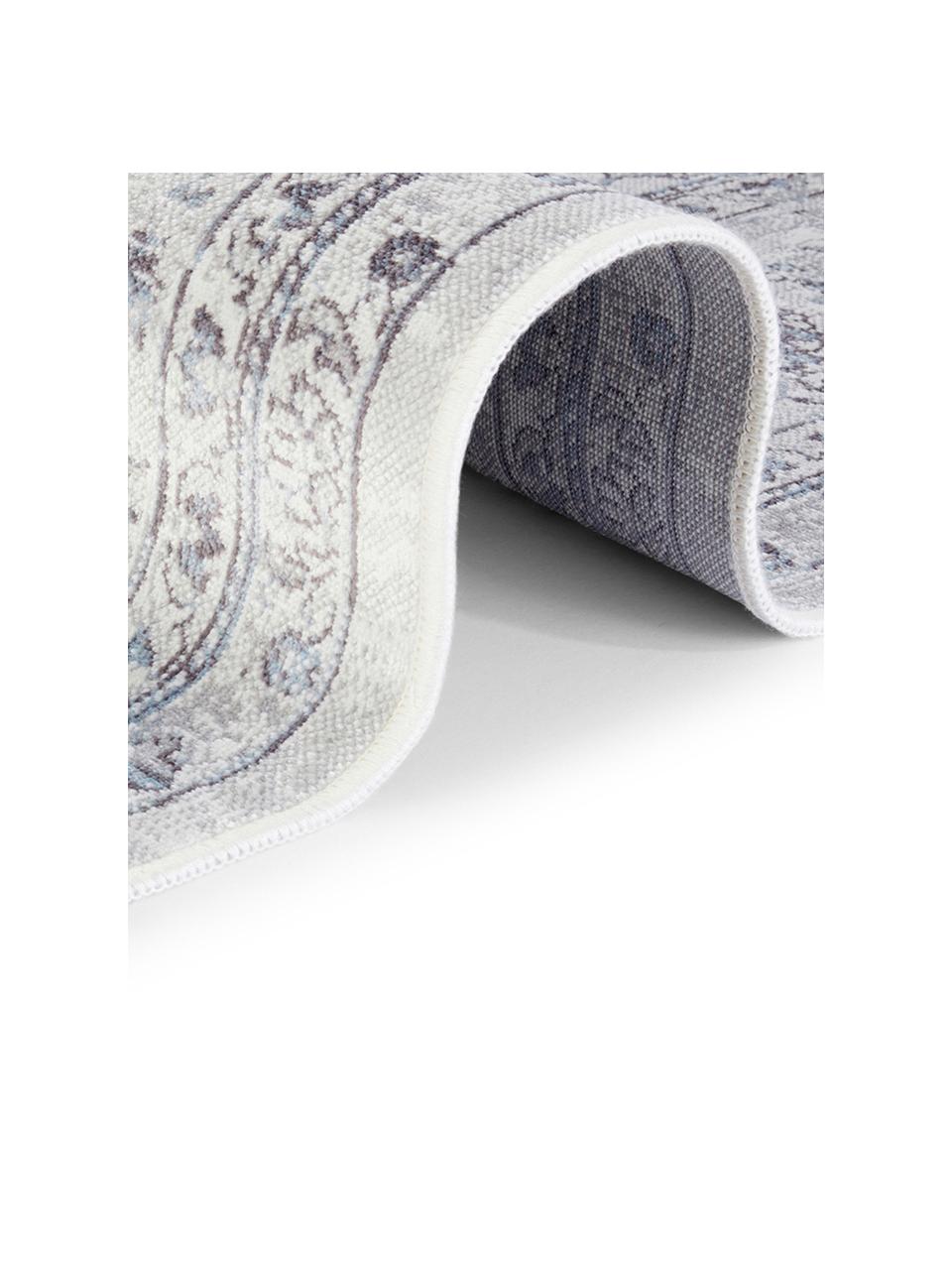 Teppich Medaillon im Vintage Look, Viskose/Baumwolle, 60% Viskose, 40% Baumwolle, Pastellblau, Hellgrau, B 195 x L 300 cm (Größe L)