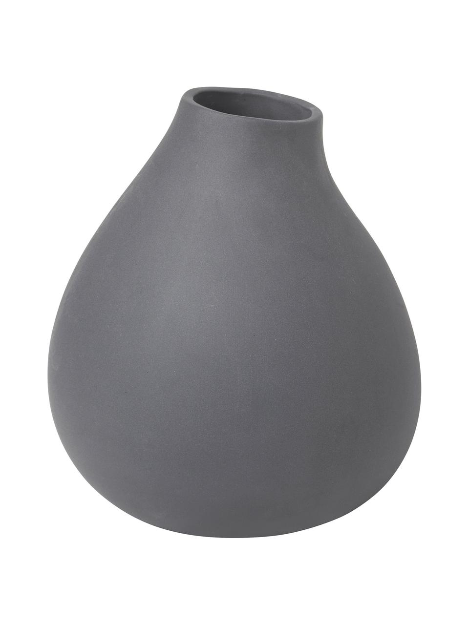 Moderne Vase Nona aus Porzellan, Porzellan, Grau, Ø 15 x H 17 cm