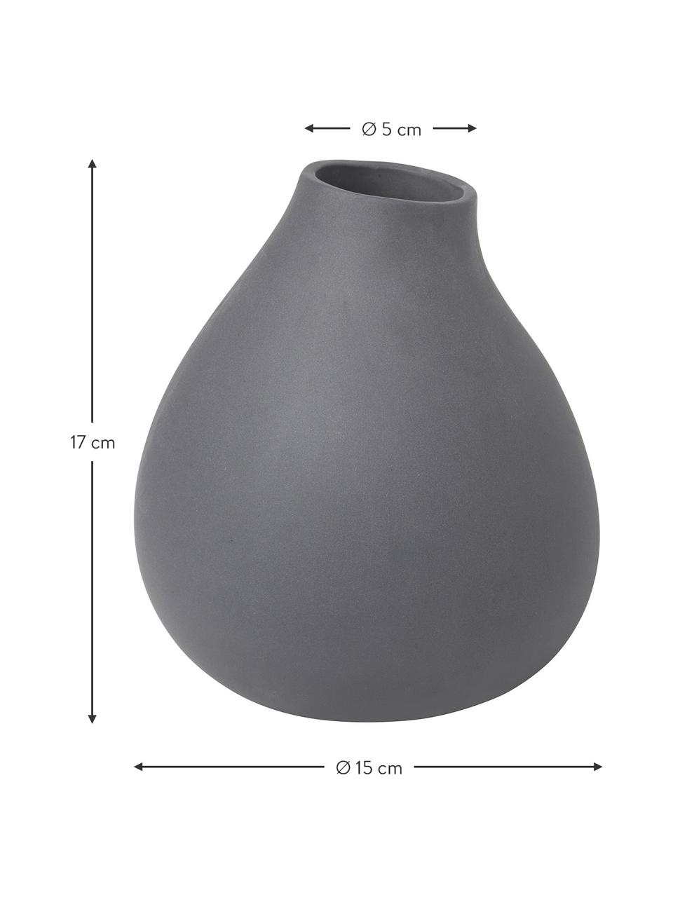 Moderne Vase Nona aus Porzellan, Porzellan, Grau, Ø 15 x H 17 cm