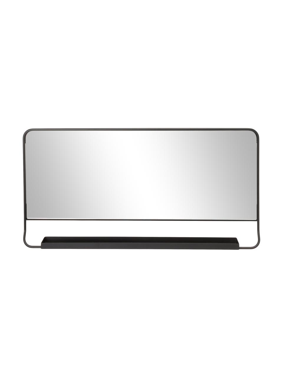 Eckiger Wandspiegel Chic mit Ablagefläche, Spiegelfläche: Spiegelglas, Schwarz, B 80 x H 40 cm