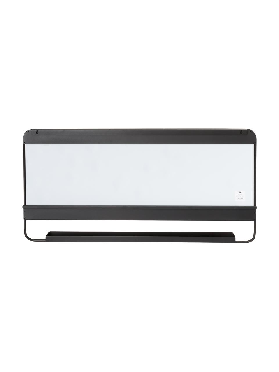 Eckiger Wandspiegel Chic mit Ablagefläche, Spiegelfläche: Spiegelglas, Schwarz, B 80 x H 40 cm