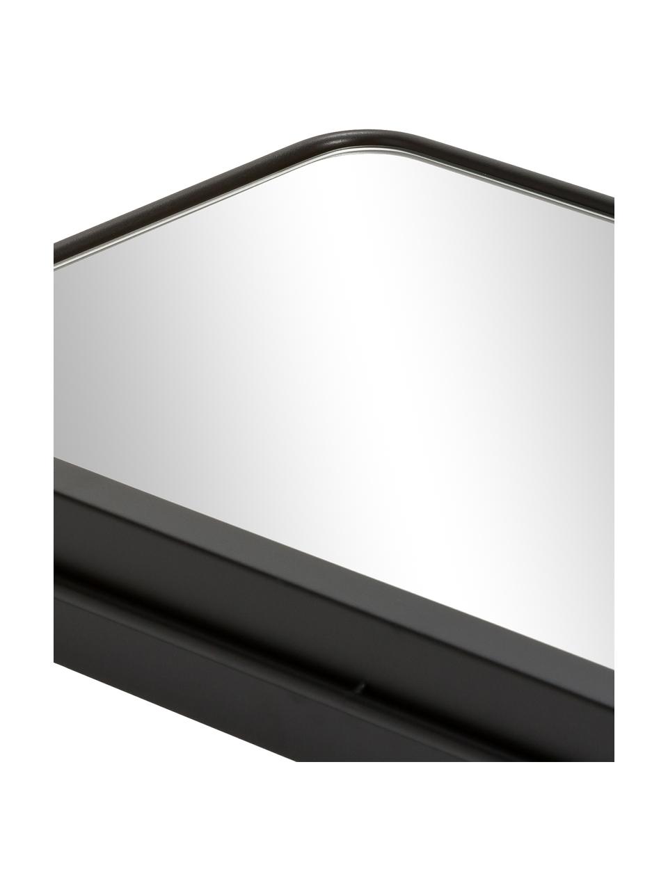 Hranaté nástenné zrkadlo s úložným priestorom Chic, Čierna, Š 80 x V 40 cm