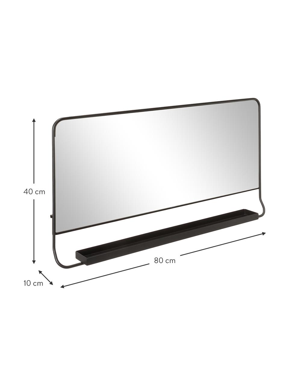 Espejo de pared Chic, con estante, Espejo: cristal, Negro, An 80 x Al 40 cm