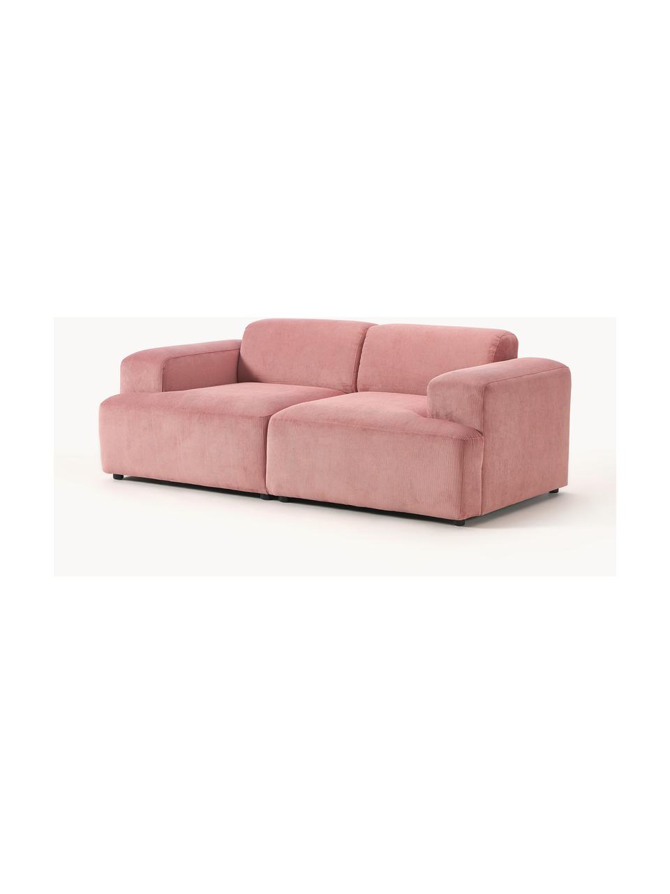Cord-Sofa Melva (2-Sitzer), Bezug: Cord (92% Polyester, 8% P, Gestell: Massives Kiefernholz, FSC, Füße: Kunststoff, Cord Altrosa, B 198 x T 101 cm