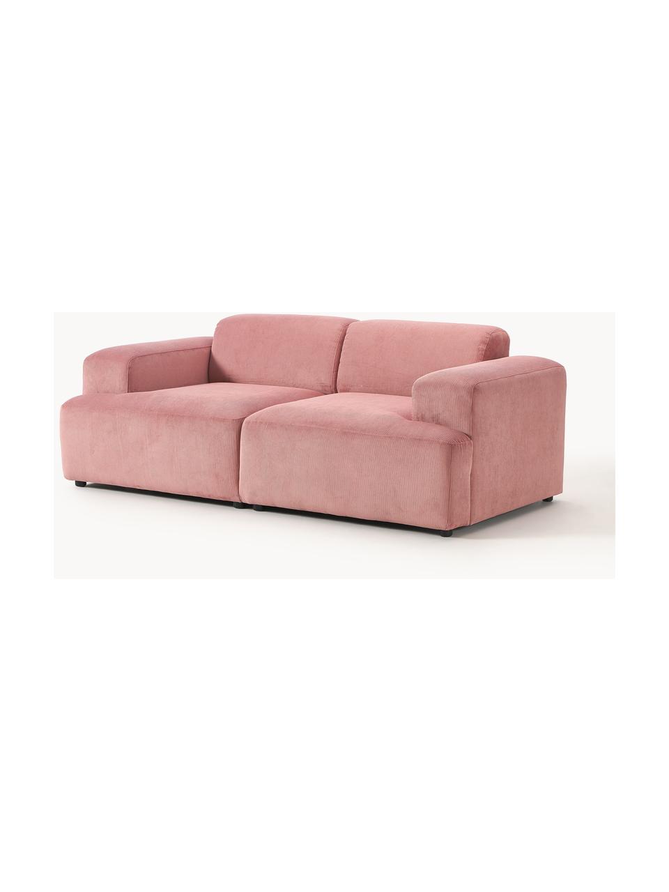 Sofá de pana Melva (2 plazas), Tapizado: pana (92% poliéster, 8% p, Estructura: madera de pino maciza, ag, Patas: plástico Este producto es, Pana rosa palo, An 198 x F 101 cm