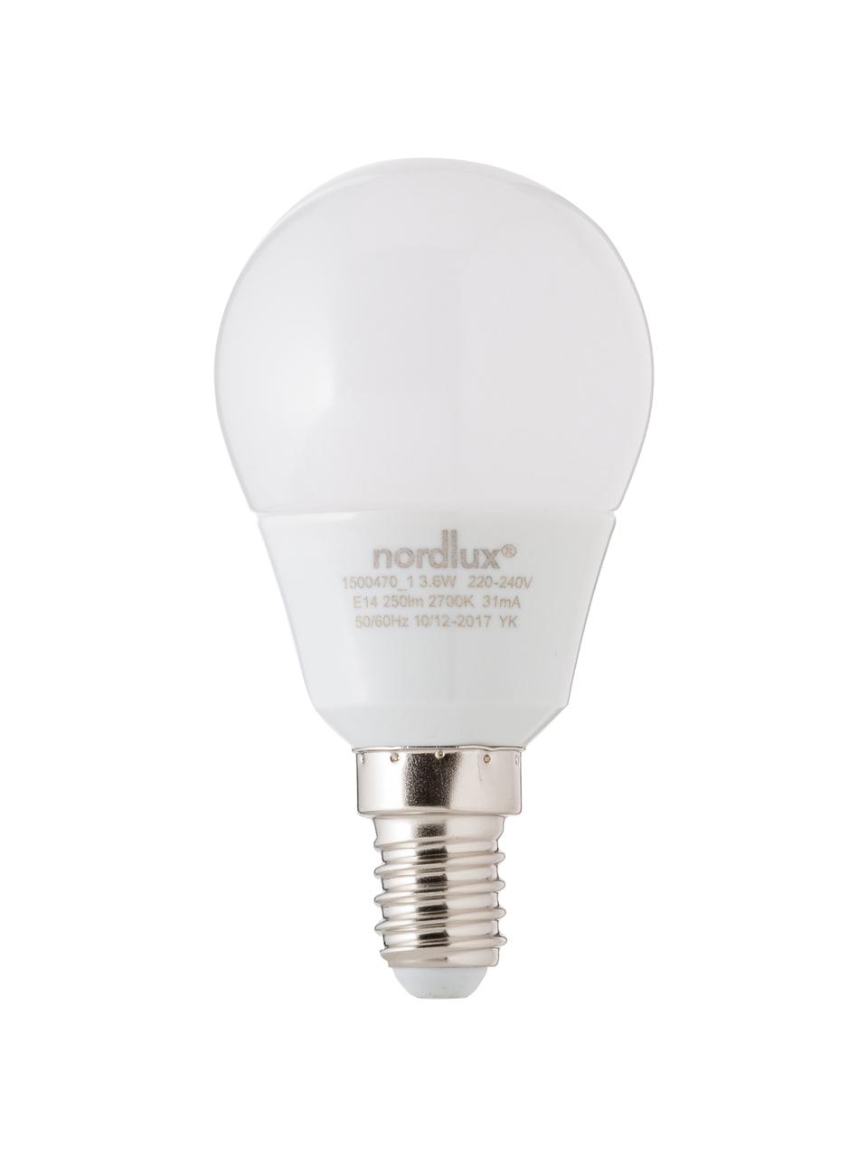 Lampadina a LED Azer (E14 / 3,5Watt) 5 pz, Paralume: vetro opale, Base lampadina: alluminio, Bianco, Ø 5 x Alt. 9 cm