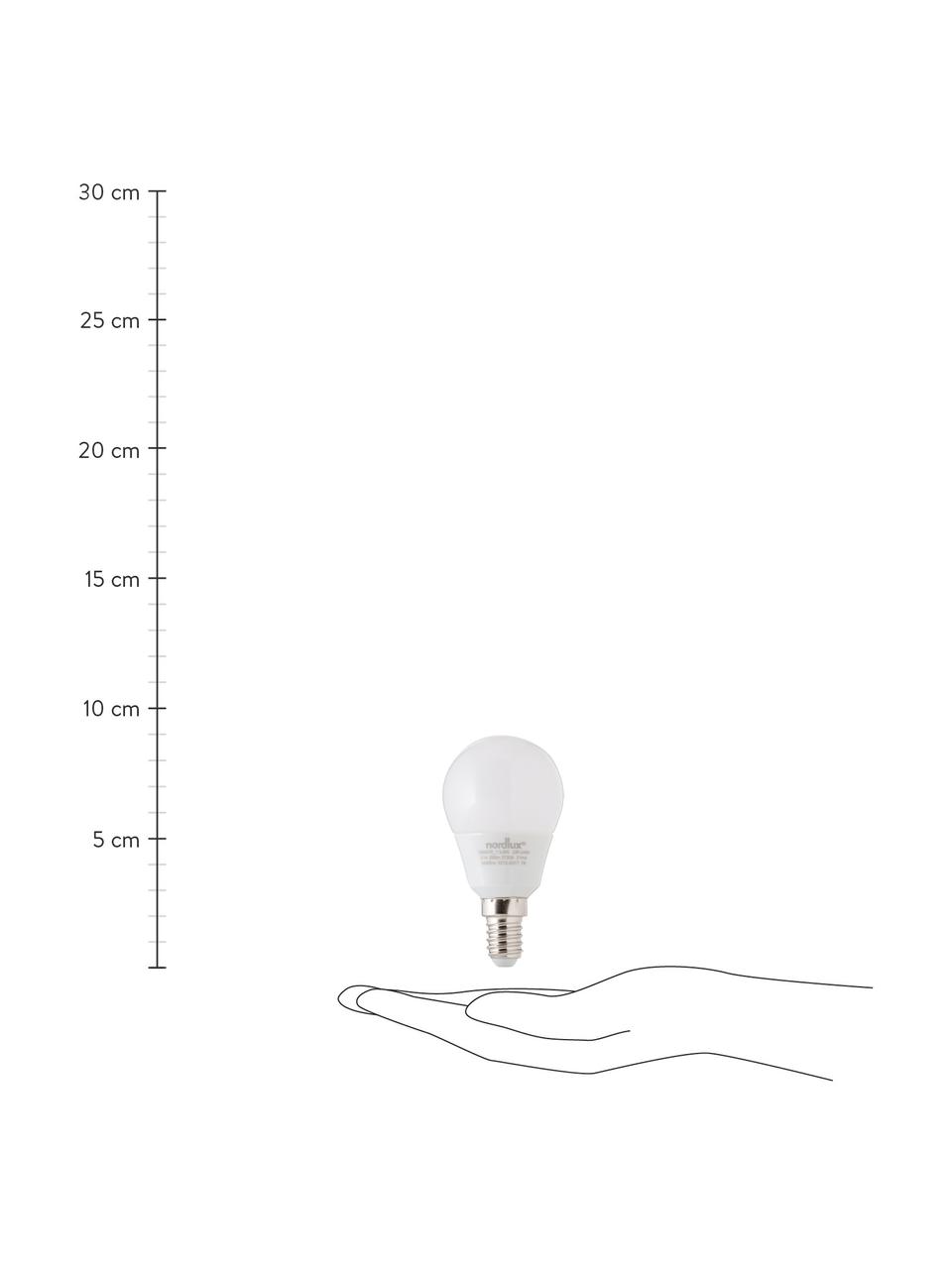 Bombillas E14, 4W, blanco cálido, 5 uds., Ampolla: vidrio opalino, Casquillo: aluminio, Blanco, Ø 5 x Al 9 cm