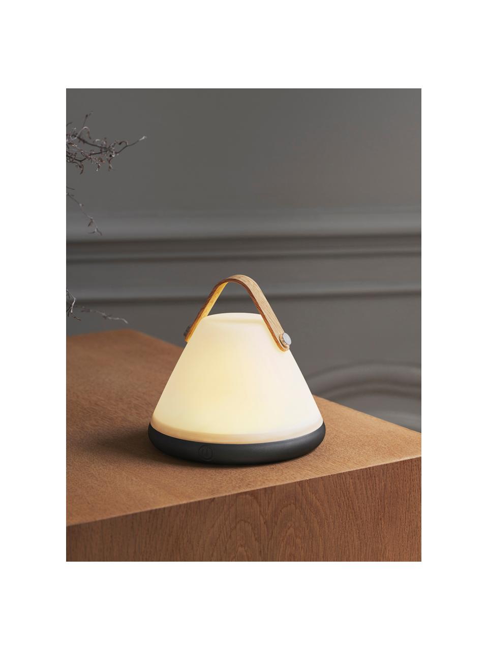 Kleine mobiele dimbare tafellamp Move, Lampenkap: kunststof, Lampvoet: kunststof, Decoratie: metaal, Wit, zwart, houtkleurig, Ø 15 x H 15 cm