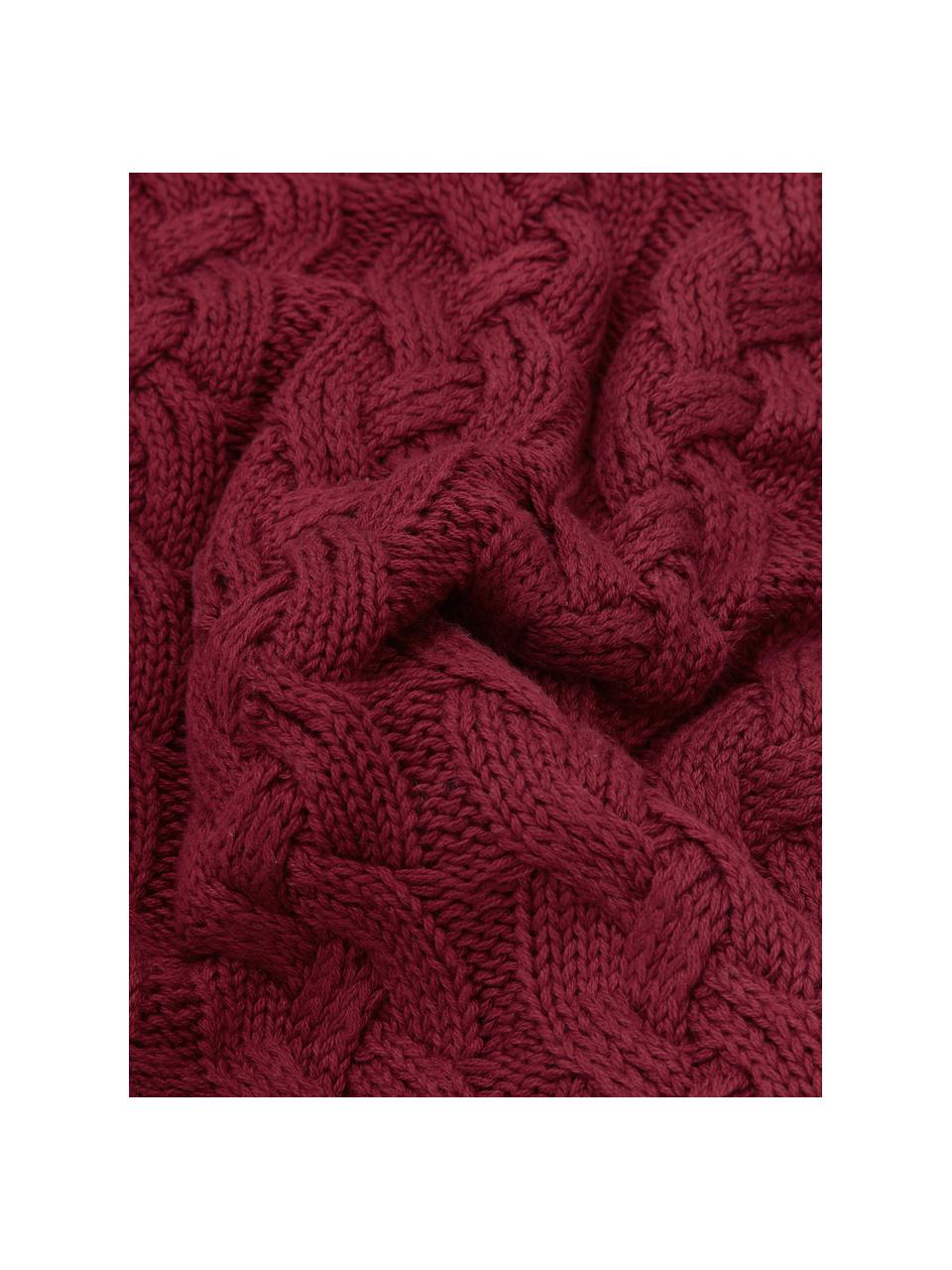 Pletený poťah na vankúš Caleb, 100 % bavlna, Tmavočervená, Š 40 x D 40 cm