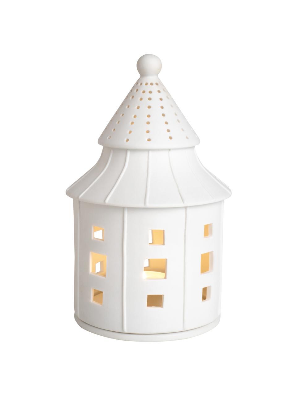 Maison lumineuse ronde en porcelaine Living, Porcelaine, Blanc, Ø 11 x haut. 17 cm