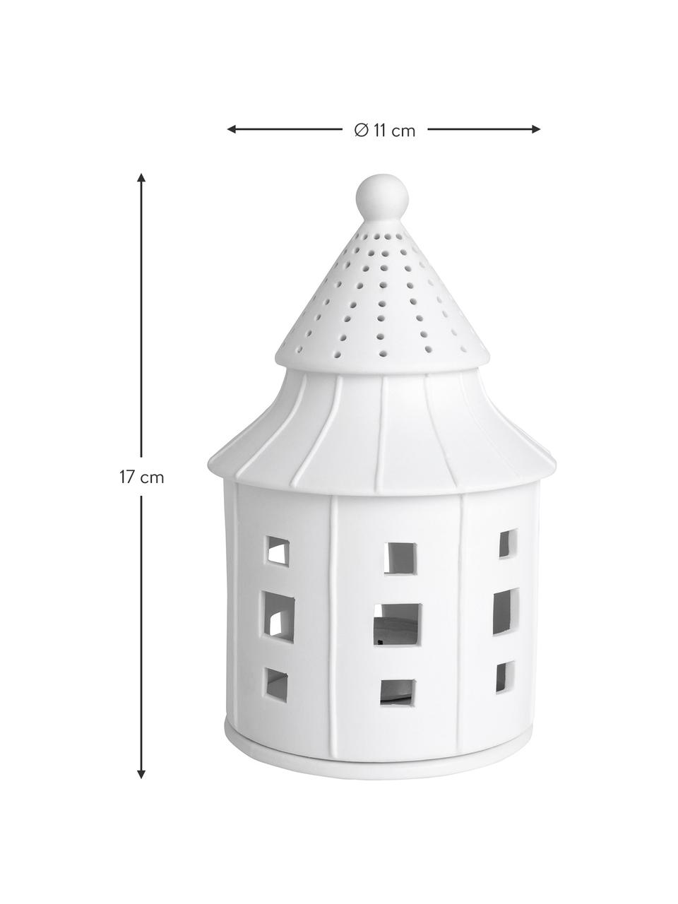 Rundes Porzellan-Lichthaus Living in Weiß, Porzellan, Weiß, Ø 11 x H 17 cm