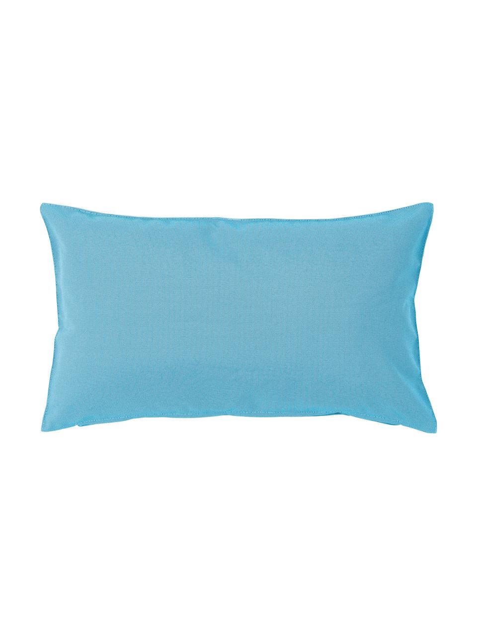 Tweekleurig geweven outdoor kussen St. Maxime, met vulling, Turquoise, zwart, B 30 x L 50 cm