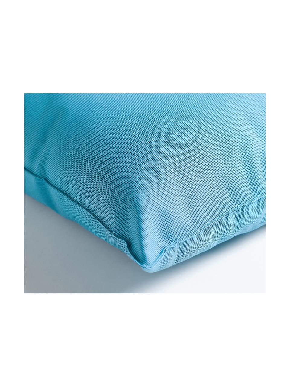 Tweekleurig geweven outdoor kussen St. Maxime, met vulling, Turquoise, zwart, B 30 x L 50 cm