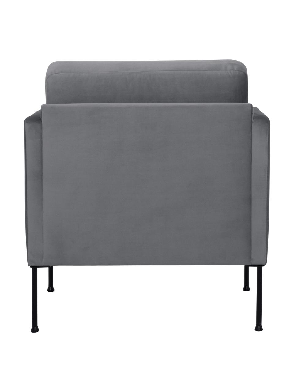 Sillón de terciopelo Fluente, Tapizado: terciopelo (poliéster de , Estructura: madera de pino maciza, Patas: metal con pintura en polv, Terciopelo gris oscuro, An 74 x F 85 cm