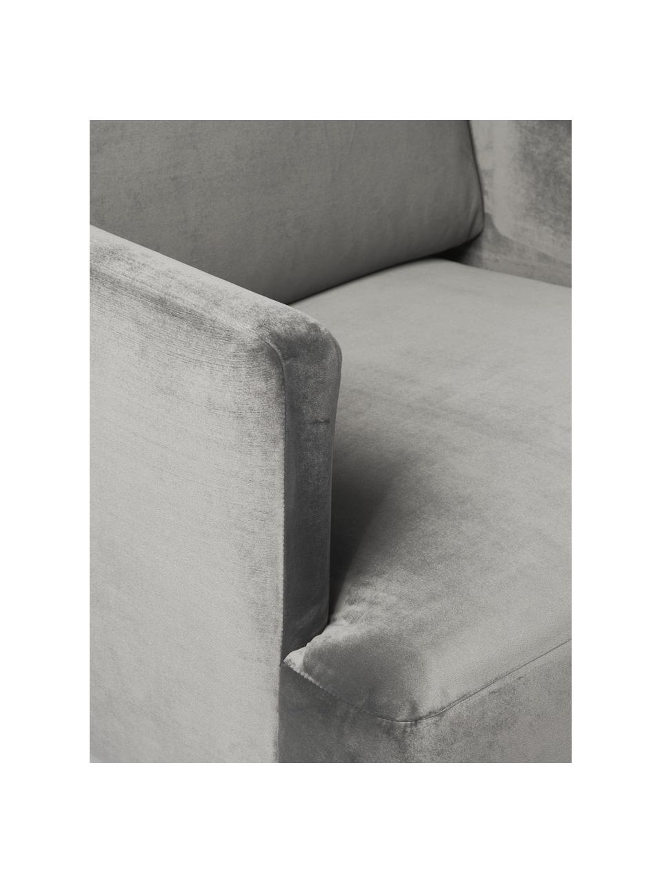 Sillón de terciopelo Fluente, Tapizado: terciopelo (poliéster de , Estructura: madera de pino maciza, Patas: metal con pintura en polv, Terciopelo gris oscuro, An 74 x F 85 cm