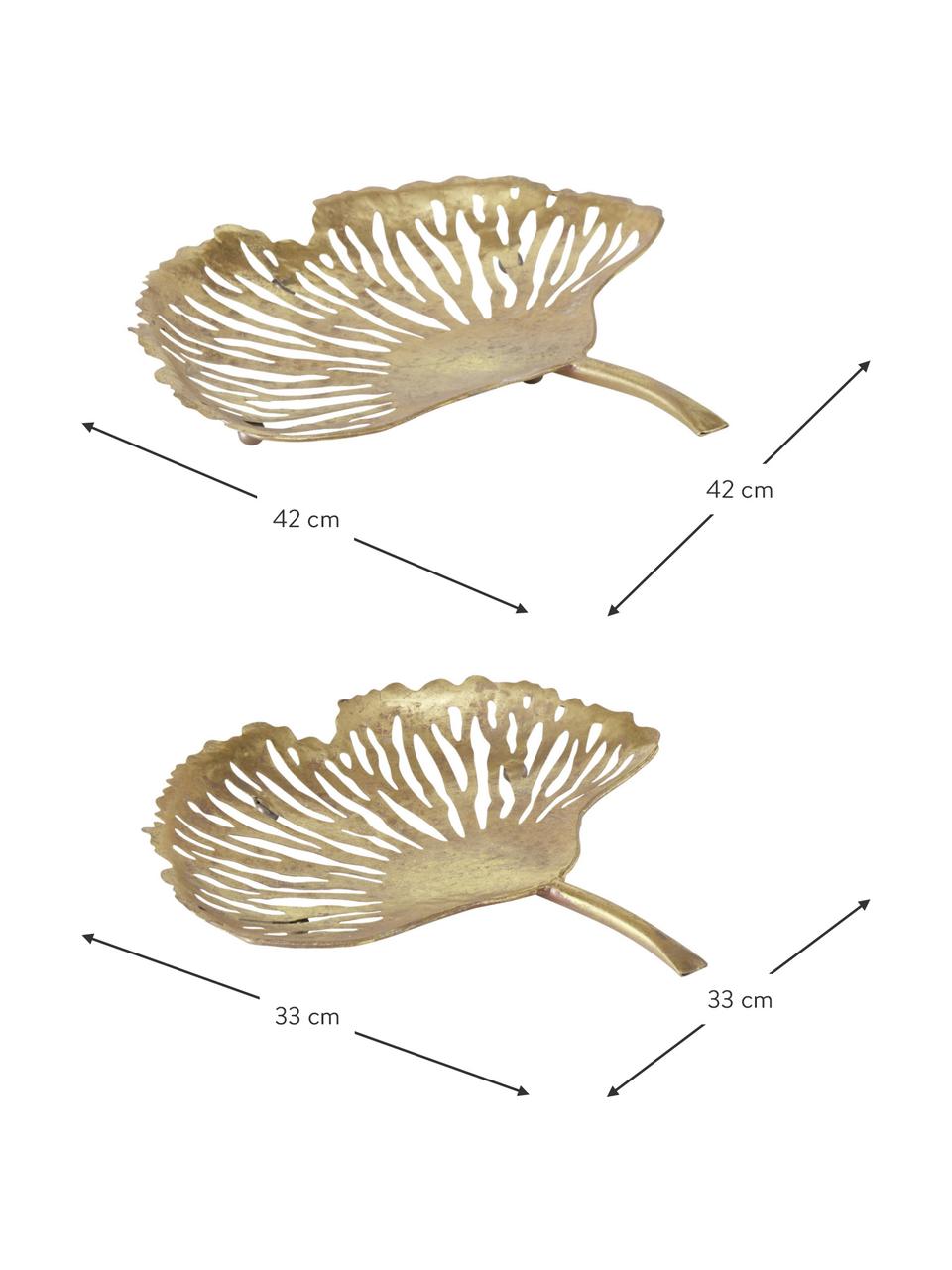 Komplet misek dekoracyjnych Ginkgo, 2 elem., Metal, Odcienie mosiądzu, Komplet z różnymi rozmiarami