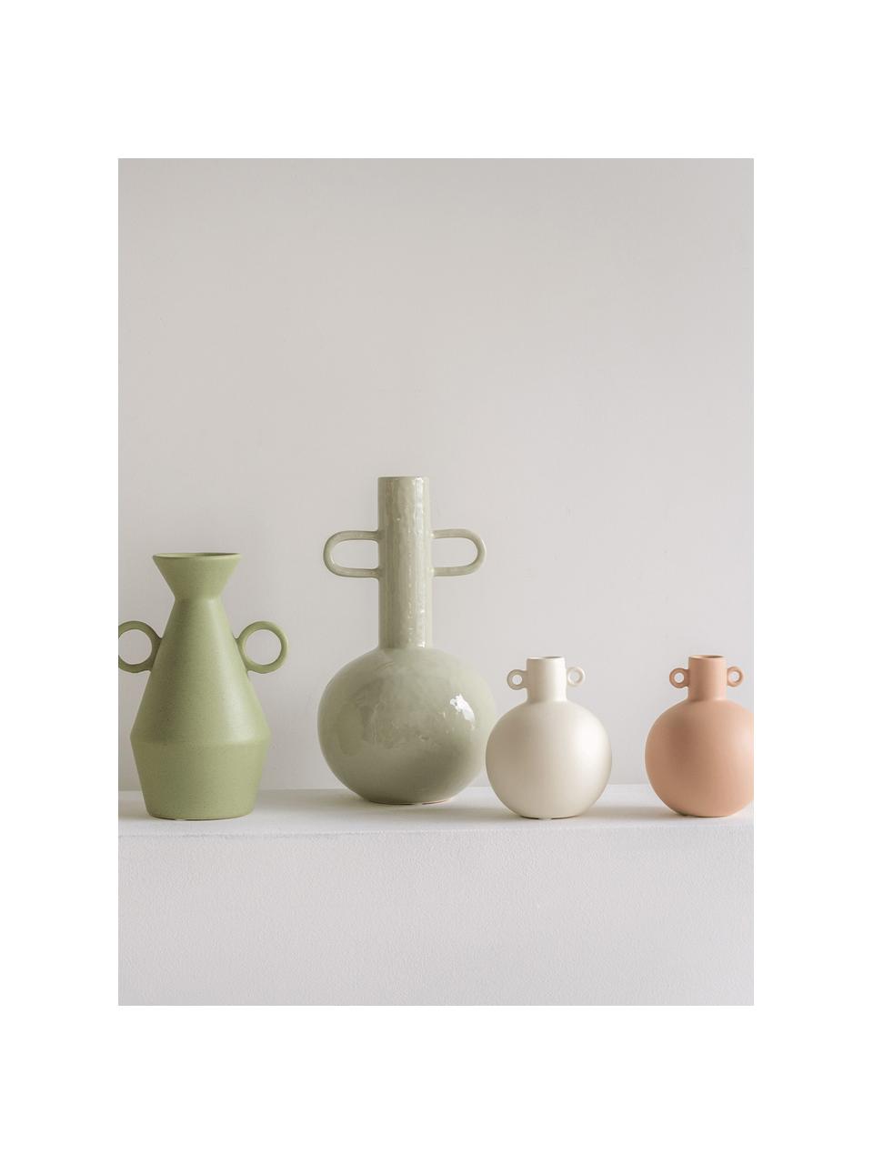 Steingut-Vase Kindness in Hellgrün, Steingut, Hellgrün, glänzend, Ø 18 x H 32 cm