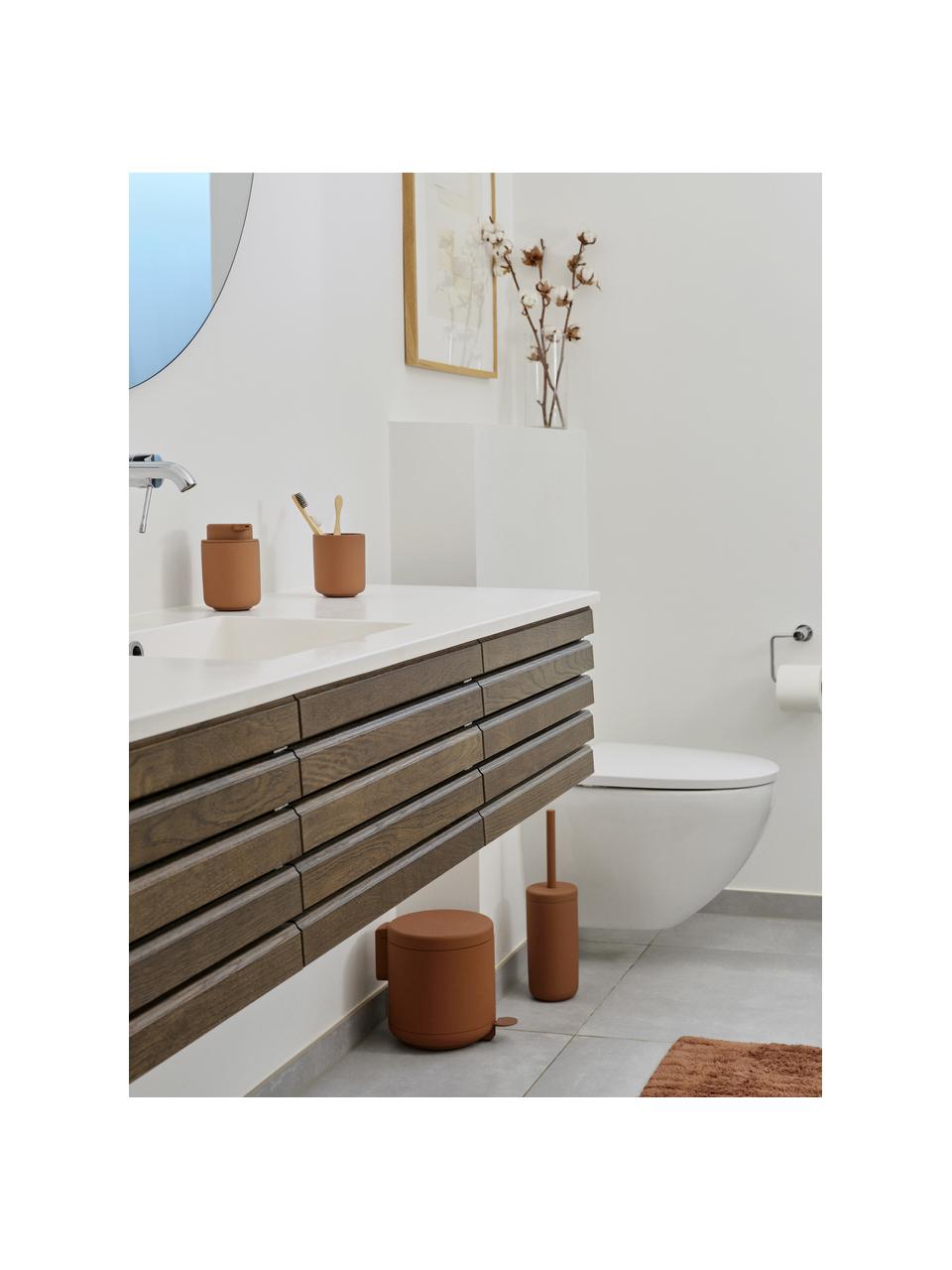 Escobilla de baño con recipiente Ume, Recipiente: gres cubierto con superfi, Asa: plástico, Terracota, Ø 10 x Al 39 cm