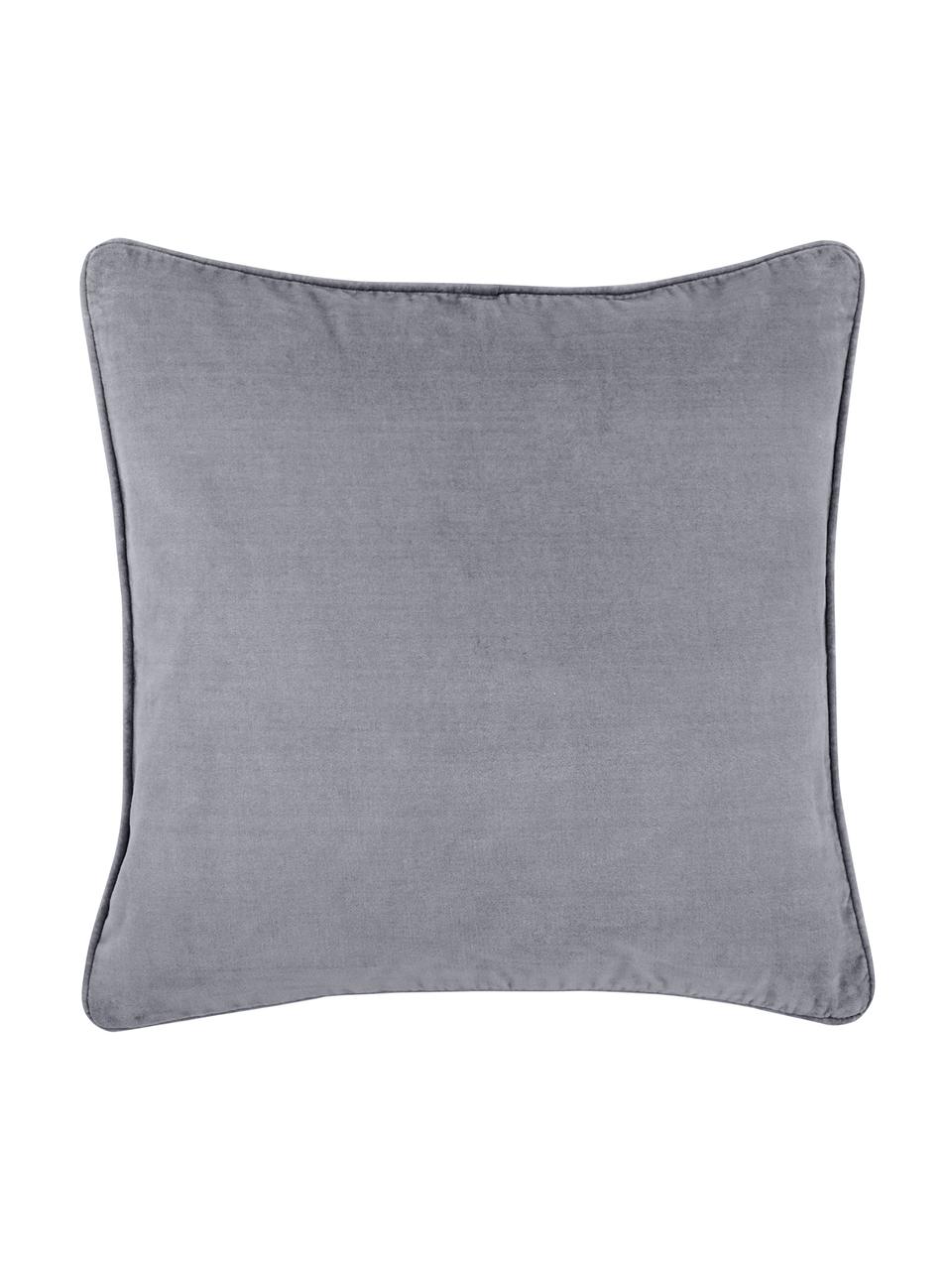 Poszewka na poduszkę z aksamitu Dana, 100% aksamit bawełniany, Szary, S 50 x D 50 cm
