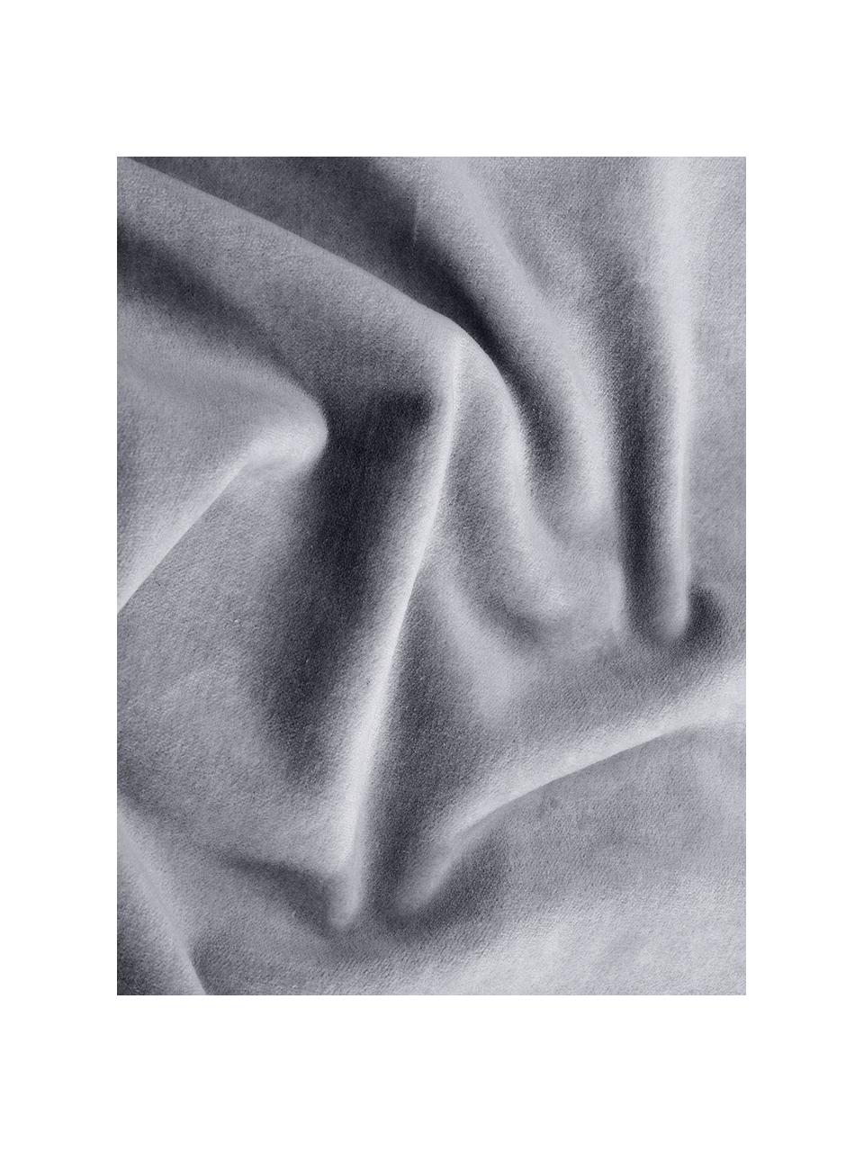 Effen fluwelen kussenhoes Dana in grijs, 100% katoenfluweel, Grijs, B 50 x L 50 cm