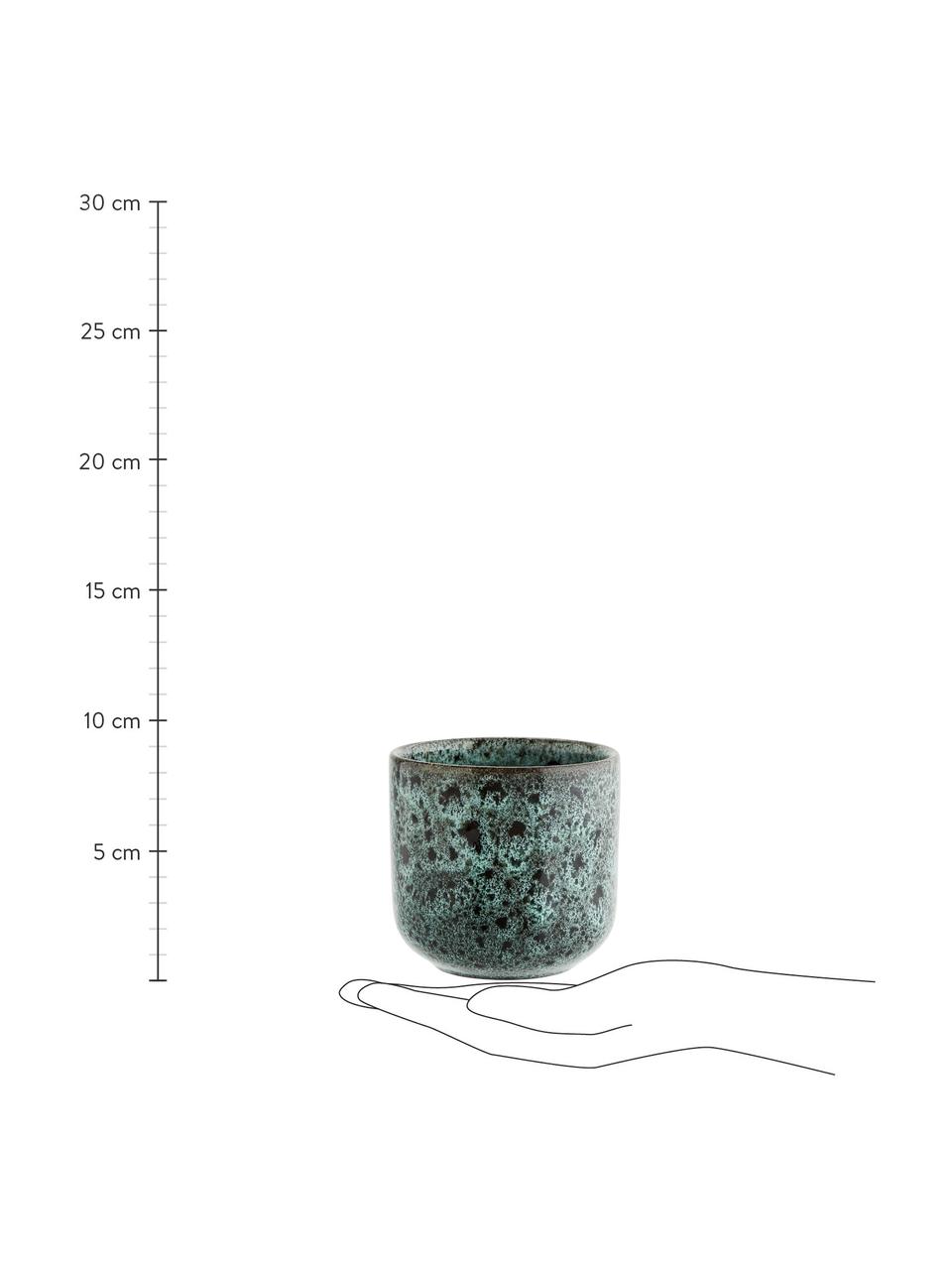 Tazas Vingo, 2 uds., Gres, Verde azulado, negro, Ø 9 x Al 8 cm