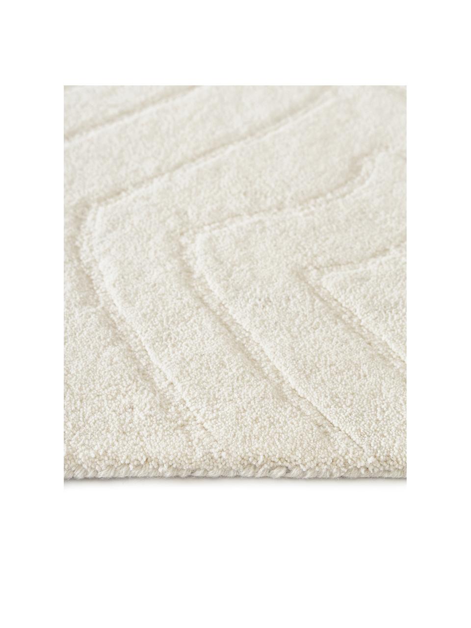 Alfombra artesanal de lana Aaron, Parte superior: 100% lana, Reverso: 100% algodón Las alfombra, Blanco crema, An 200 x L 300 cm (Tamaño L)