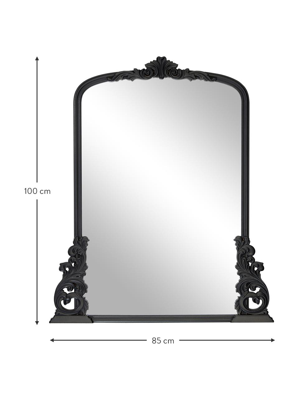 Barock-Wandspiegel Fabricio, Rahmen: Mitteldichte Holzfaserpla, Rückseite: Mitteldichte Holzfaserpla, Spiegelfläche: Spiegelglas, Schwarz, B 85 x H 100 cm