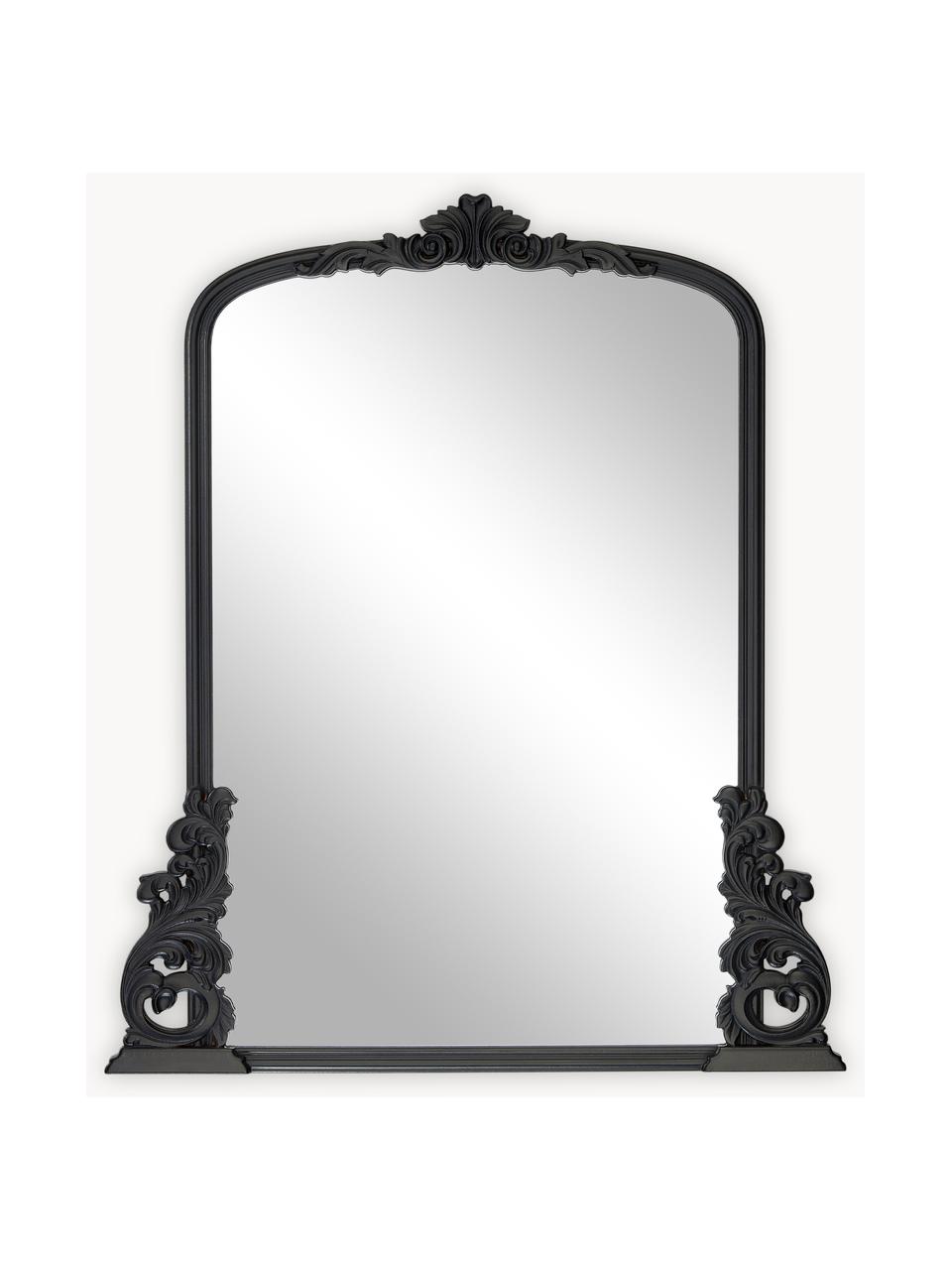 Barokní nástěnné zrcadlo s černým dřevěným rámem Fabricio, Černá, Š 85 cm, V 100 cm