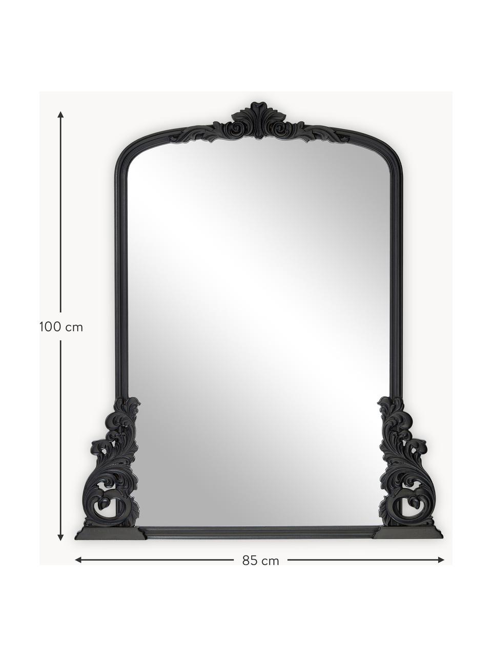 Barokní nástěnné zrcadlo s černým dřevěným rámem Fabricio, Černá, Š 85 cm, V 100 cm