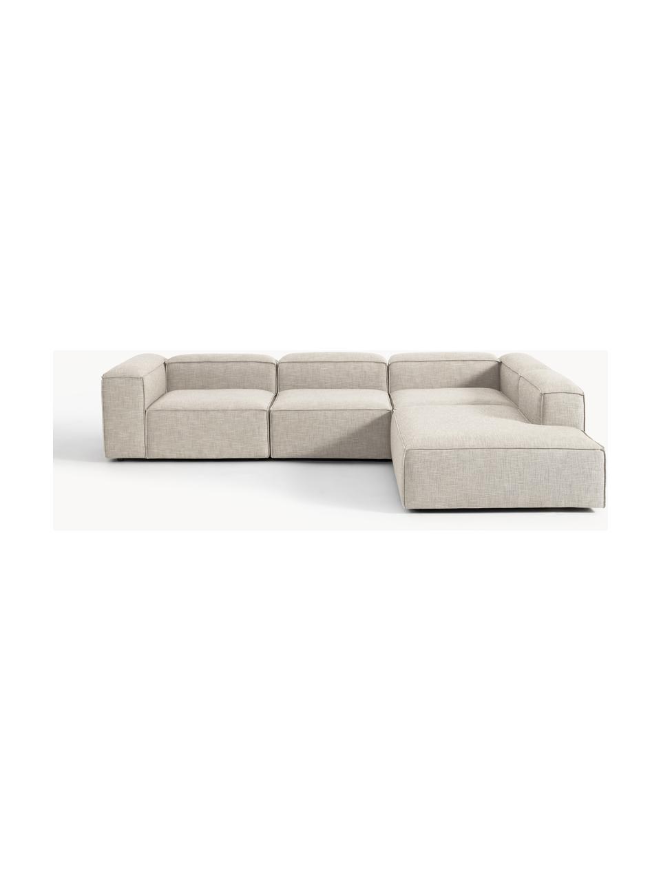 Modulares XL-Ecksofa Lennon aus Leinen-Mix, Bezug: 50 % Viskose, 25 % Leinen, Gestell: Fichtenholz, Sperrholz, m, Füße: Kunststoff Dieses Produkt, Leinen-Mix Grau, B 329 x T 269 cm, Eckteil links