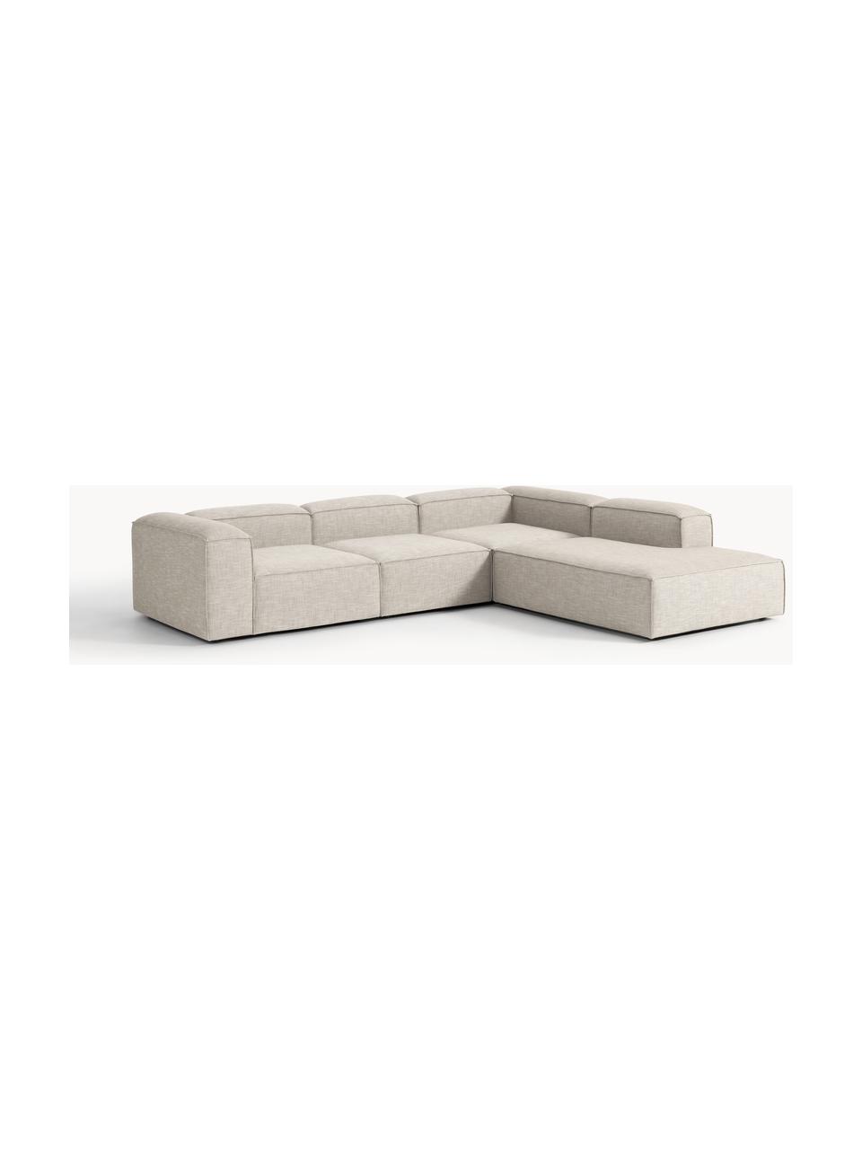 Modulares XL-Ecksofa Lennon aus Leinen-Mix, Bezug: 50 % Viskose, 25 % Leinen, Gestell: Fichtenholz, Sperrholz, m, Leinen-Mix Grau, B 329 x T 269 cm, Eckteil links