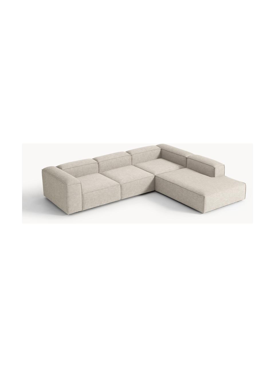 Modulares XL-Ecksofa Lennon aus Leinen-Mix, Bezug: 50 % Viskose, 25 % Leinen, Gestell: Fichtenholz, Sperrholz, m, Füße: Kunststoff Dieses Produkt, Leinen-Mix Grau, B 329 x T 269 cm, Eckteil links