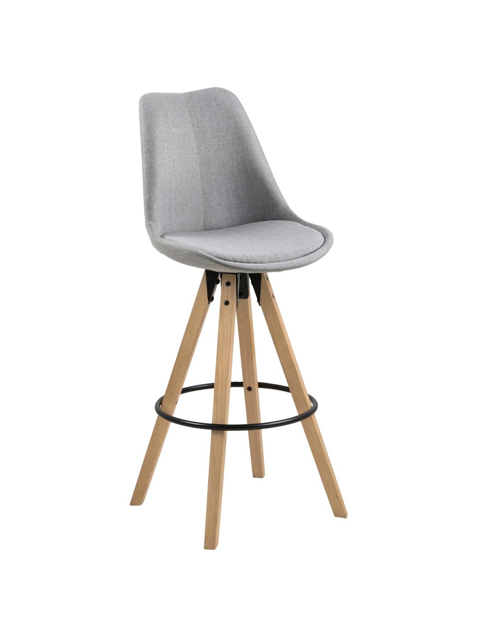 Barová stolička Dima, 2 ks, Svetlosivá, dubové drevo, Š 49 x V 112 cm