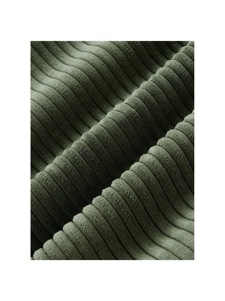 Housse de coussin en velours côtelé Kylen, Velours côtelé (90 % polyester, 10 % nylon)
 
Le matériau est certifié STANDARD 100 OEKO-TEX®, 21.HCN.84376, Vert olive, larg. 50 x long. 50 cm