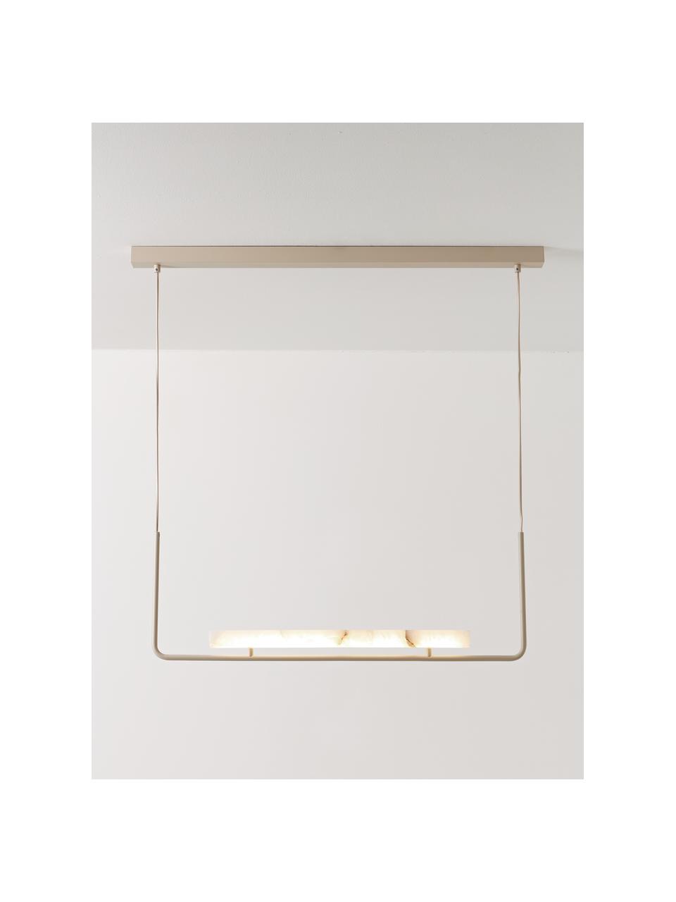 Große LED-Pendelleuchte Alena aus Alabaster, dimmbar, Lampenschirm: Alabaster, Weiß Alabaster, Off White, B 90 x H 91 cm