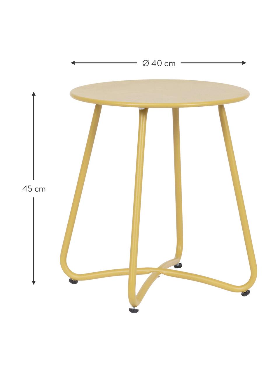 Ogrodowy stolik kawowy Wissant, Metal powlekany, Żółty, Ø 40 x W 45 cm