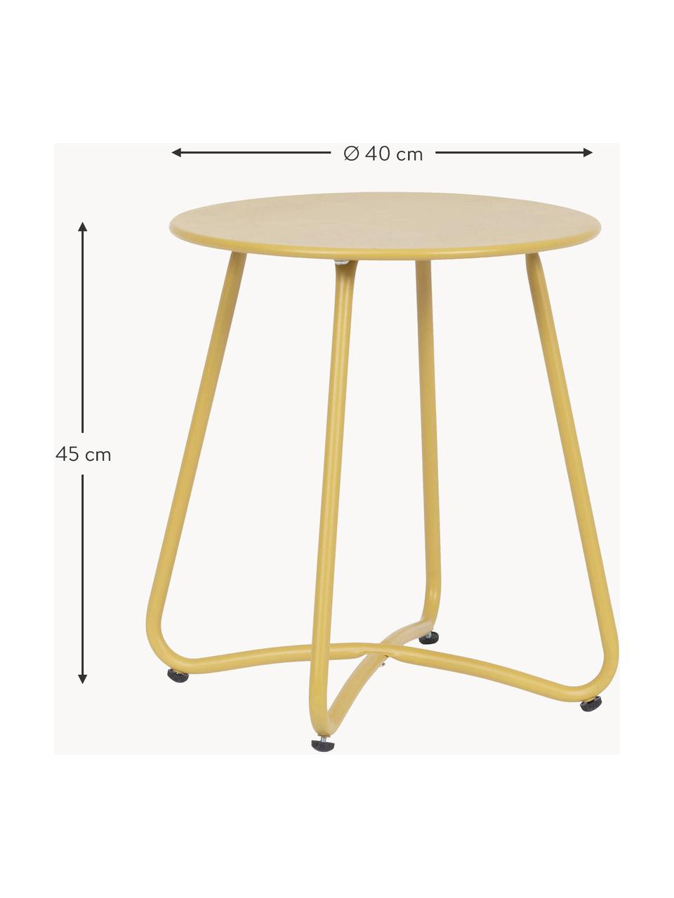 Kulatý zahradní konferenční stolek Wissant, Potažený kov, Okrová, Ø 40 cm, V 45 cm