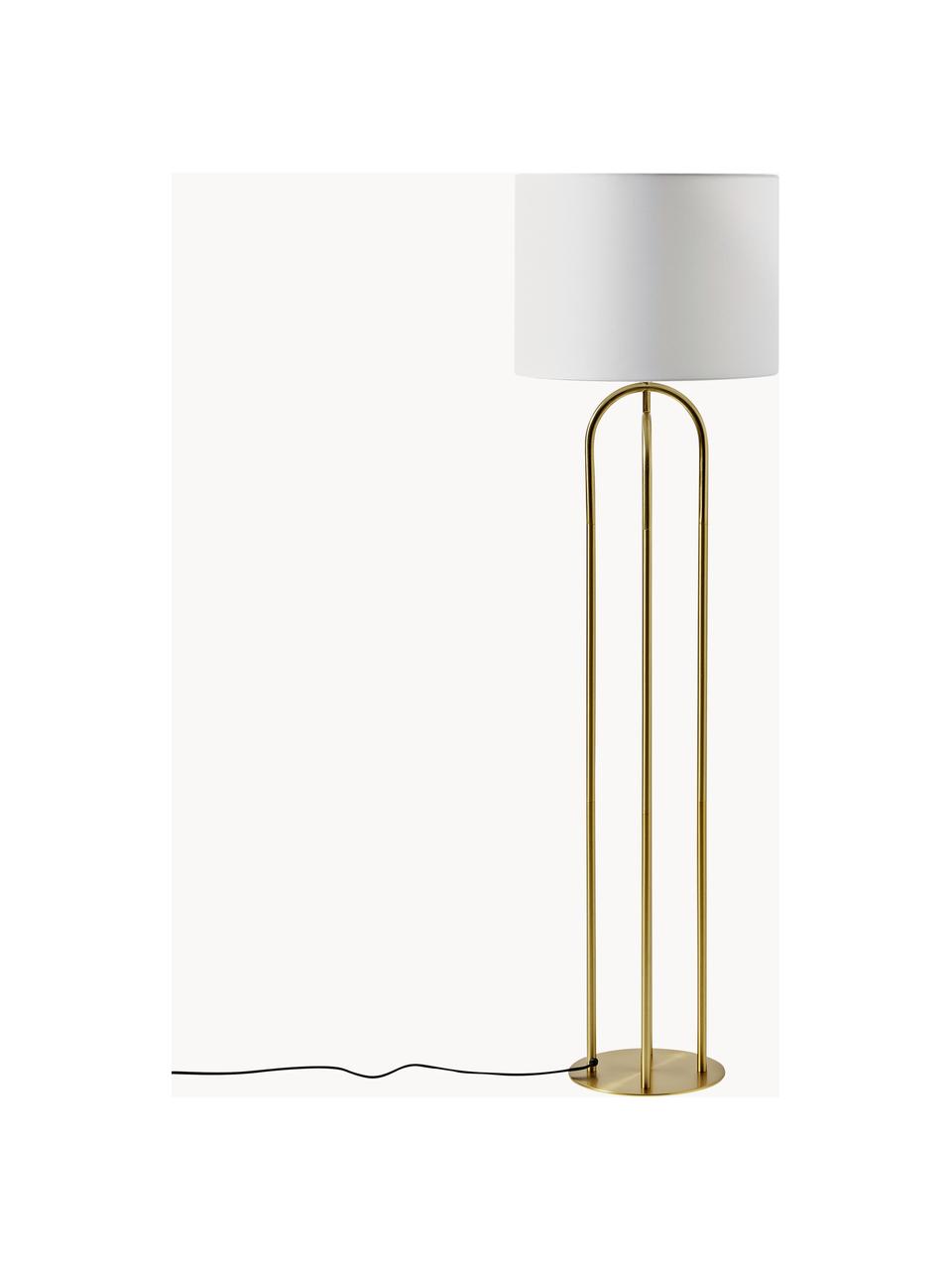 Lámpara de pie Gianna, Pantalla: tela, Cable: cubierto en tela, Off White, latón, Al 142 cm
