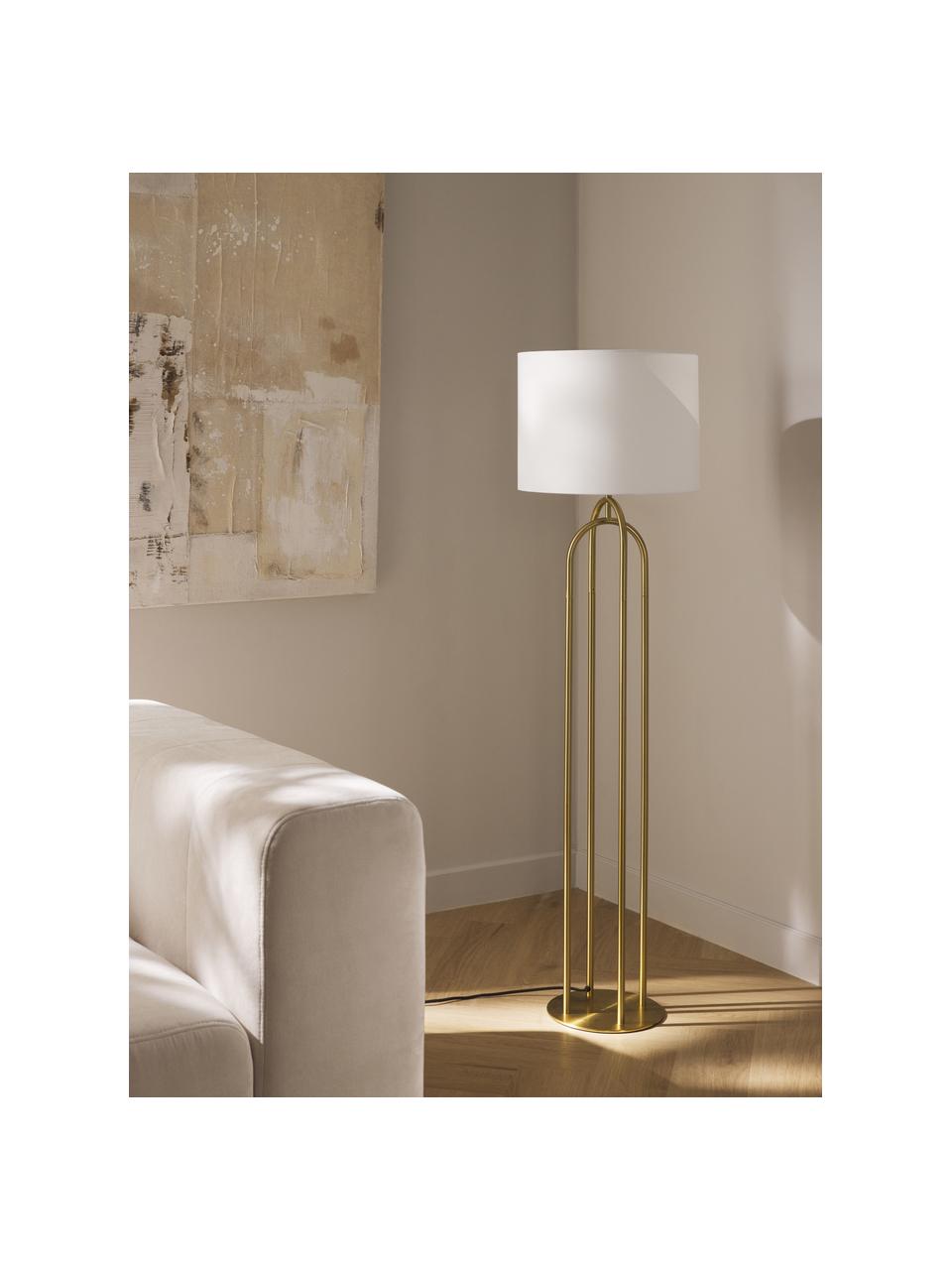Stojacia lampa Gianna, Lomená biela, mosadzné odtiene, V 142 cm